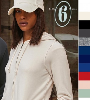 B&C Damen Organic Zipped Hooded BIO organisch bedruckbar Single Jersey WW36B NEW