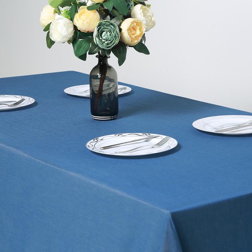 Dark Blue 90x132" Faux Denim Polyester Rectangular Tablecloth Wedding Supplies - Picture 8 of 8