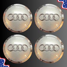 Set Of 4 Caps - 69mm Wheel Center Caps For Audi Silver Graychrome