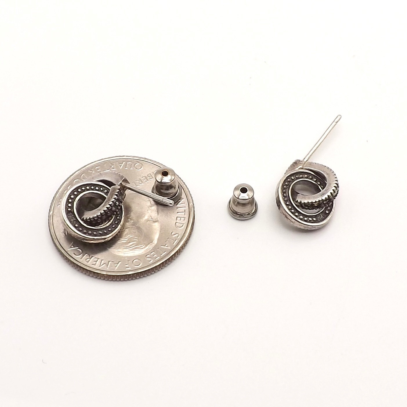 Sterling Silver Marcasite Interlocking Circles Do… - image 2