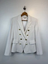 Holland Cooper Blazer Jacket Size 10 White Oyster Linen Knightsbridge Double