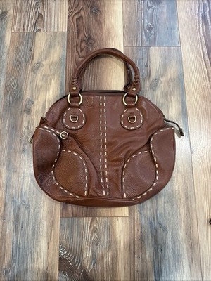 Cromia Genuine Leather Hobo Shoulder Bag With Embroidery Accents 12.5x17 