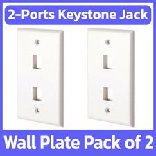 2 Pack Keystone Wall Plate Single Gang Two Ports Faceplate 2 Jack Wallplate