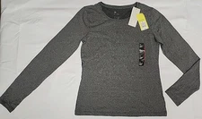 All In Motion Womens Long Sleeve Hip Length Semi Fit T-Shirt, Black, Size XS