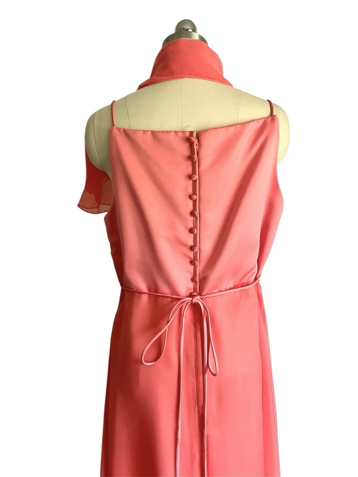Винтажный 60-х Билл Левкофф лосося бальное платье подружки невесты вечернее коктейльное платье шифона - Изображение 4 из 4