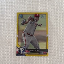 2018 Bowman Chrome Prospects Canary Yellow Refractor /75 McKenzie Mills #BCP87