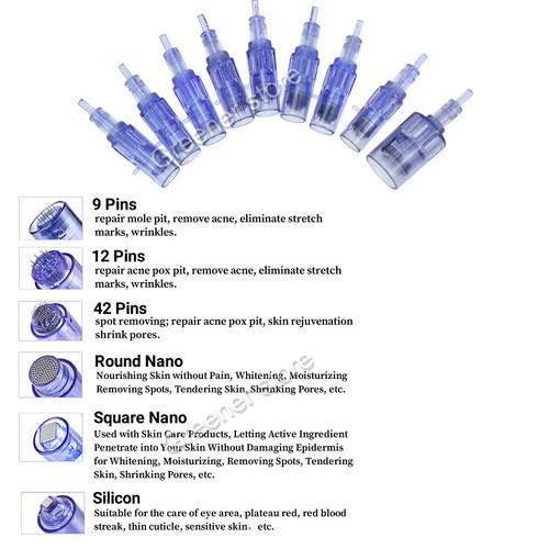 10pcs 9-42Pins 3D/5D Nano Micro-Needle Cartridges for Derma Pen Canada Skin Care - Foto 1 di 30