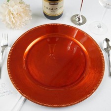 6 pcs 13" Orange BEADED Round CHARGER PLATES Wedding Party Dinner Supplies