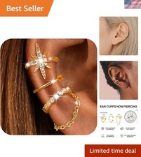 Ear Cuffs Non-Piercing Earrings for Women Cute Small Clip-On Cartilage Earrin...