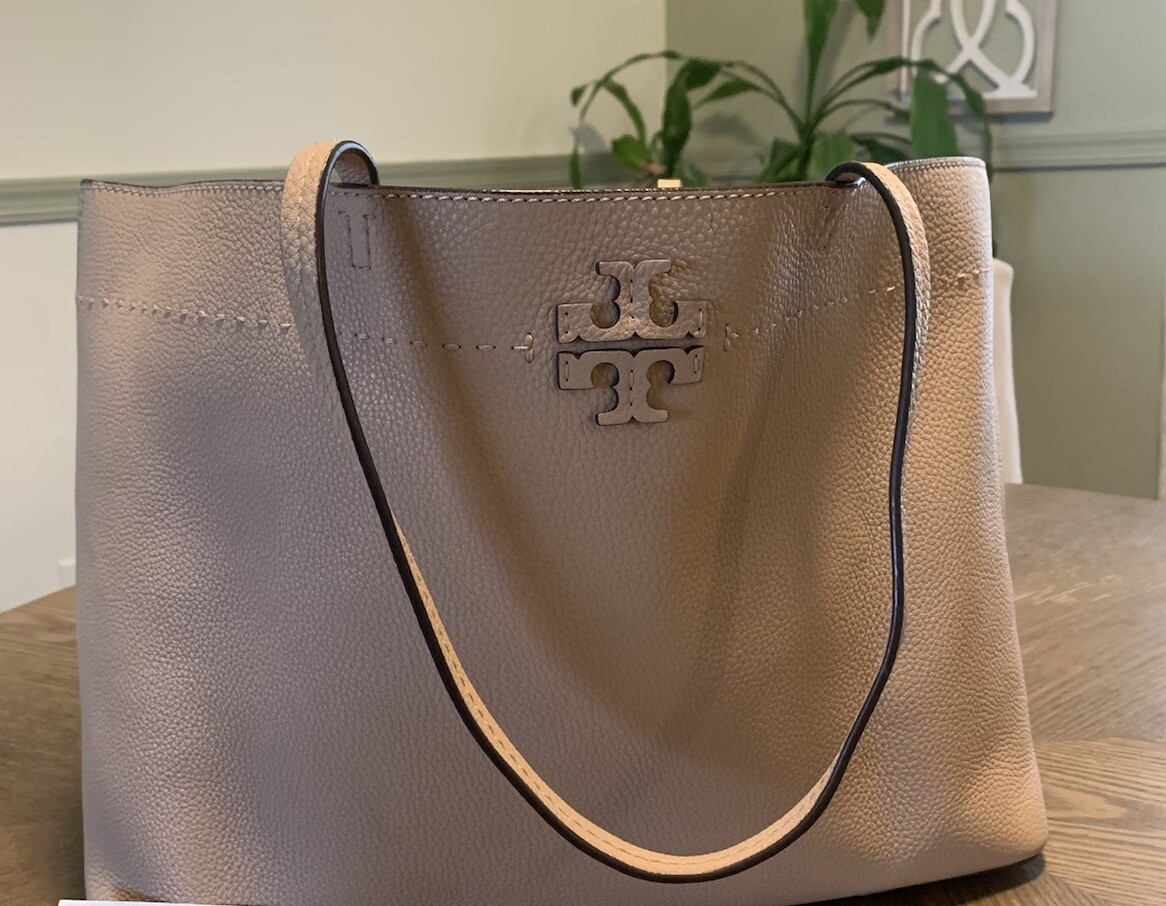 Tory Burch McGraw Devon Sand Leather Tote Bag Gem