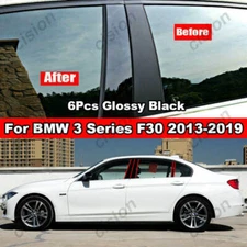 Glossy Black Door Window BC Pillar Post Cover Trim Sticker For BMW 3 Series F30