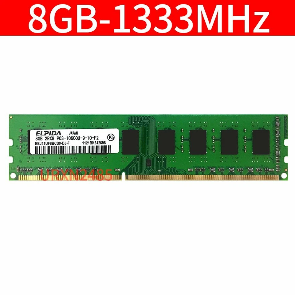 8GB 4GB DDR3 1333Mhz PC3-10600 2Rx8 240Pin DIMM Desktop Memory RAM Elpida LOT BT - Image 3 of 4