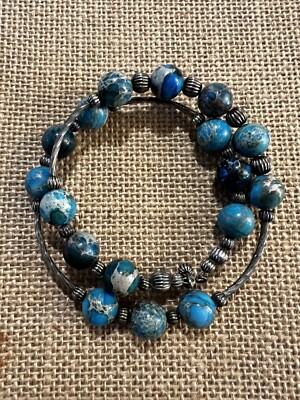 Vintage Southwest Turquoise Simulated ? Beaded Wrap Bracelet