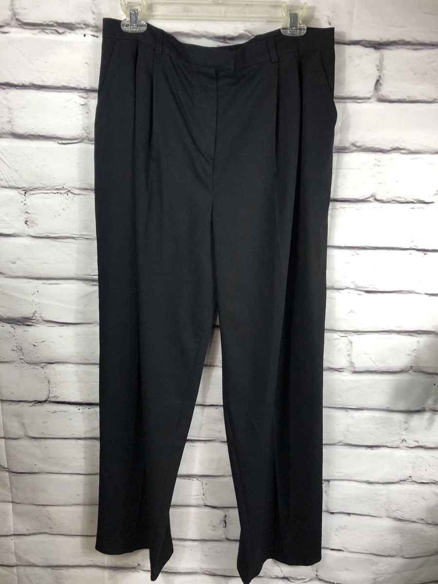 St John Sport Women's Size 14 Black Dress Pants With Belt Loops Pleated