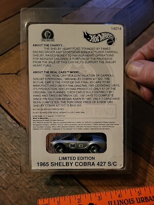 Hot Wheels 1965 Shelby Cobra 427 SC Tribute To Carroll Limited
