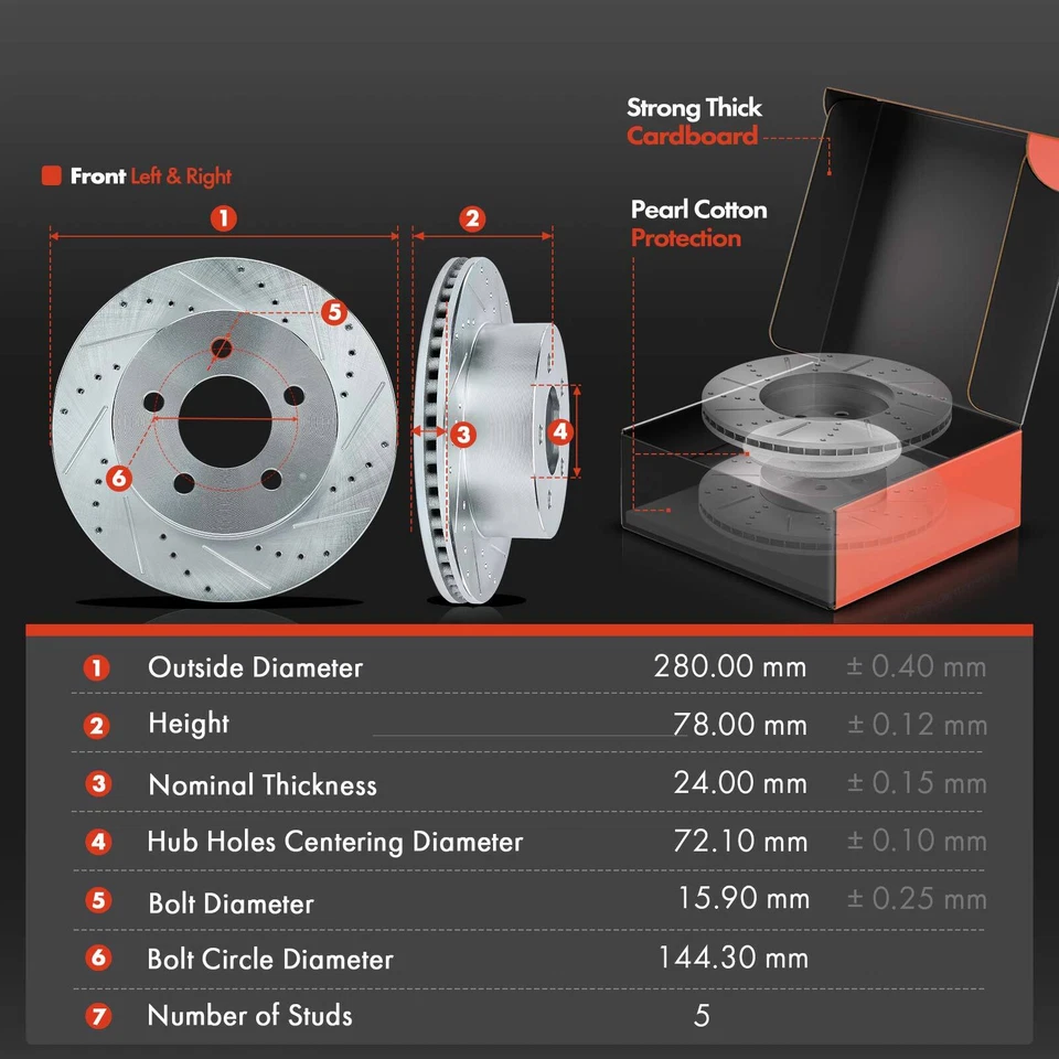 Rotor de freno delantero perforado y pastillas + pinzas para Jeep Cherokee 99-01 TJ Wrangler Foto 2 de 4