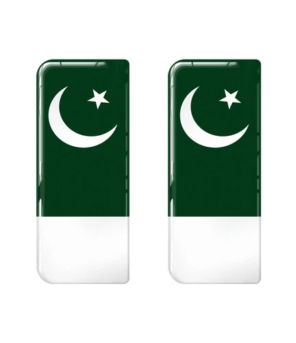 2x Pakistan Full Flag - Gel Domed Number Plate Badges/Decals 110x45mm