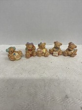 Lot of 5 resin Mini Miniature Baby Children Teddy Bear Figurines 1994
