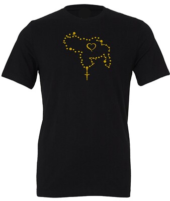 Venezuela Map Rosary Unisex Black T-shirt