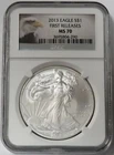 2013 AMERICAN SILVER EAGLE $1 NGC MS 70 MINT STATE 70 FIRST RELEASES