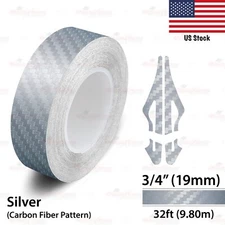 3/4" Vinyl Pinstriping Pin Stripe Styling Tape Sticker 19mm CARBON FIBER SILVER
