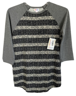 LuLaRoe Randy T Shirt Multicolor/Gray Sz S Pull On Raglan 3/4 Sleeve Women LL2P