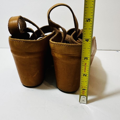 Chocolate Blu Leather Strappy Wedges 7.5 Wilson Heels $165 Retail - Picture 8 of 10