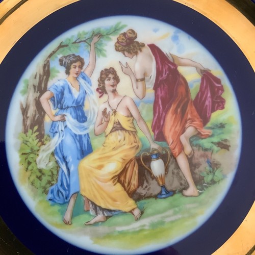 BOHEME PORCELAINE DECORATIVE WALL PLATE-COBALT & GOLD-VINTAGE-CZECHOSLOVAKIA - Picture 4 of 7
