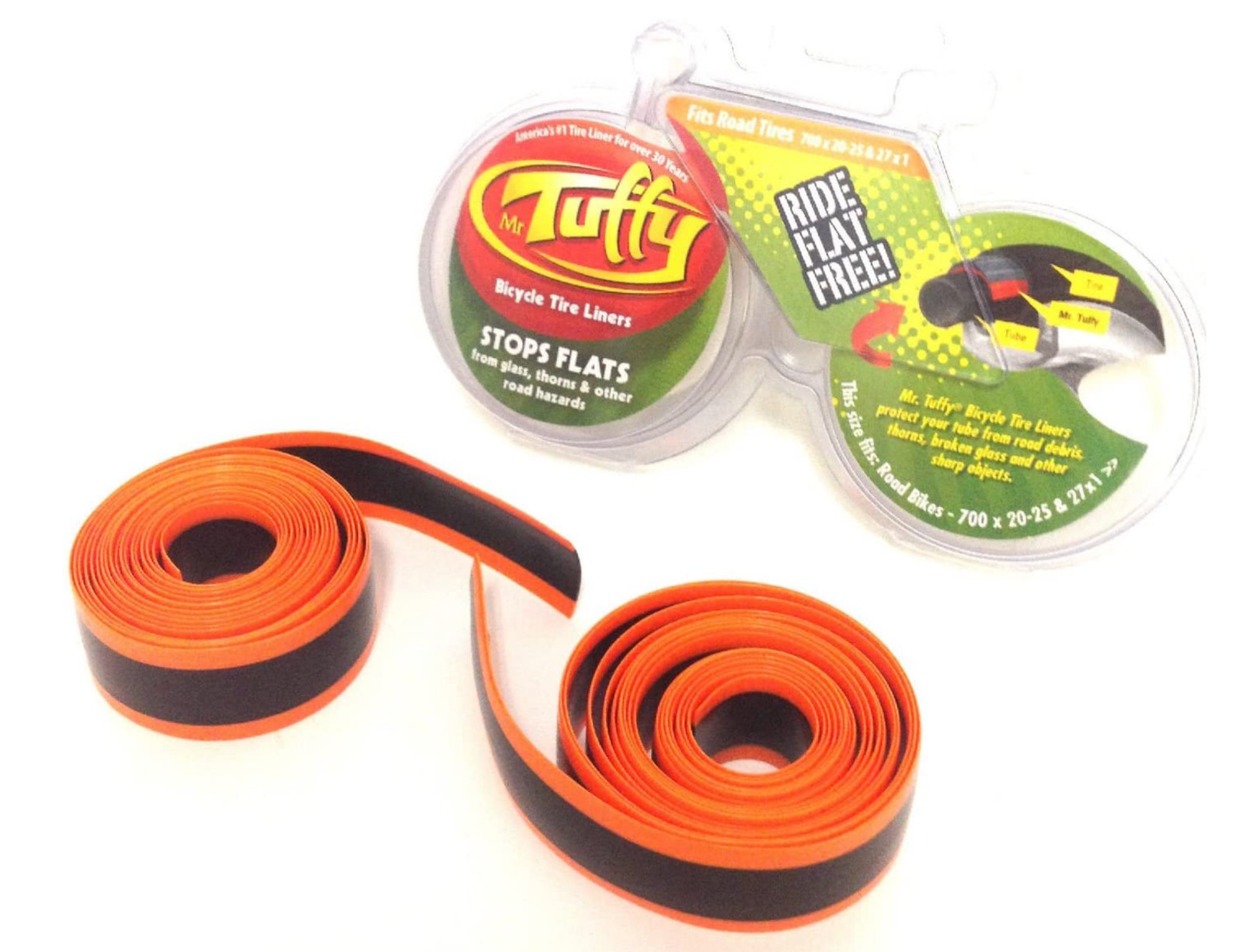 Mr. Tuffy 700 X 20-25C Pair Bike Tire Liners Orange Stops Flats MTB Bike 27 X1