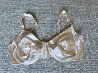 Vintage New JC Penney Adonna Second Skin Shiny Satin Bra Size 34D Cream Lingerie