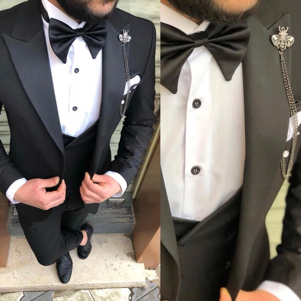 Pajarita ancha a juego fiesta boda traje gala pajarita esmoquin pajarita Foto 4 de 4