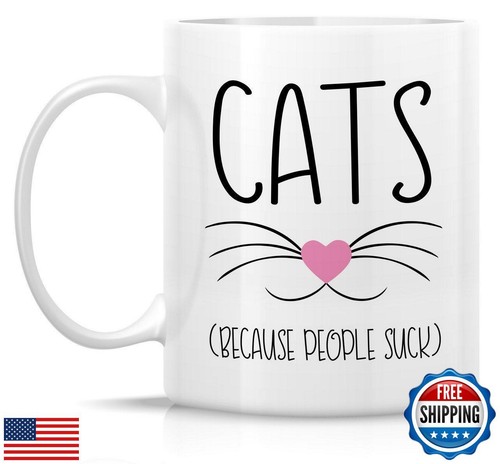 Retreez Funny Mug - Cats Because People Suck Cat Lovers 11 Oz Ceramic Coffee - Picture 2 of 5