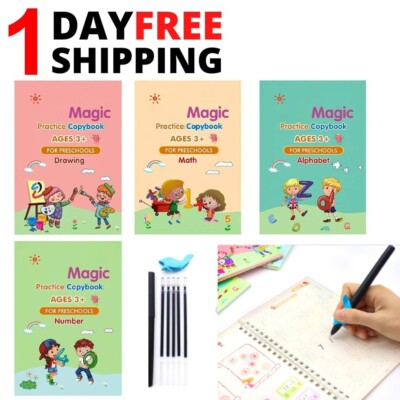 11Pcs Magic Practice Copybook Set Reusable English Number Calligraphy Book kids