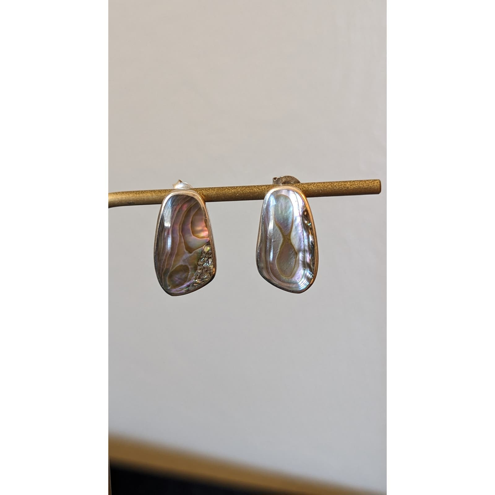 Marked 925 Sterling Abalone Shell Post Earrings - image 8
