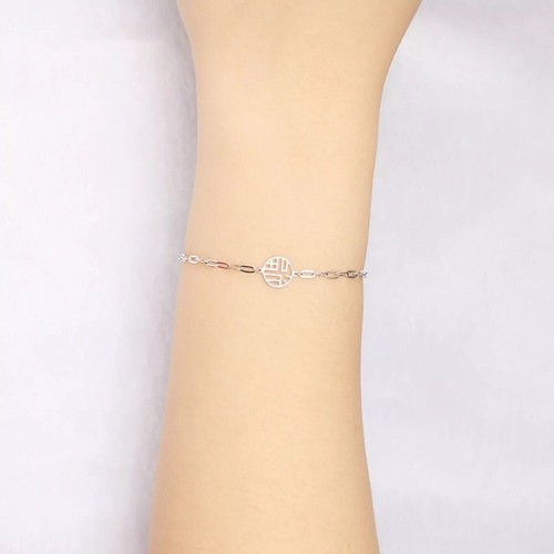 Pure Platinum 950 Solid Chain Women Rolo Link Round Fu Bracelet 3.17-3.3g/5.9in - Picture 4 of 6