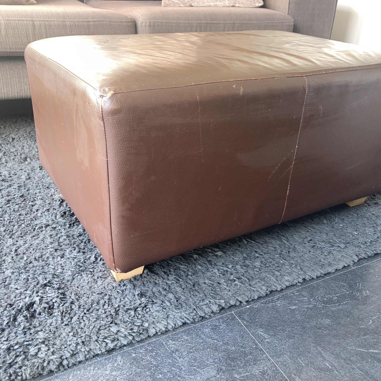 brown faux leather foot stool eBay