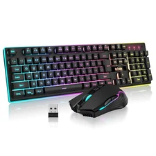 K10 Wireless Gaming Keyboard and Mouse Combo LED Backlit Rechargeable 3800mAh...