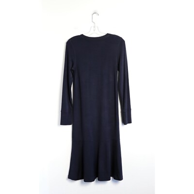 COS dark navy blue knit midi dress long sleeve knit midnight office XS  business | eBay
