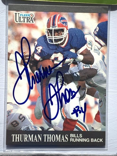 Thurman Thomas signed 1991 fleer ultra card buffalo bills football beckett - Picture 11 of 12