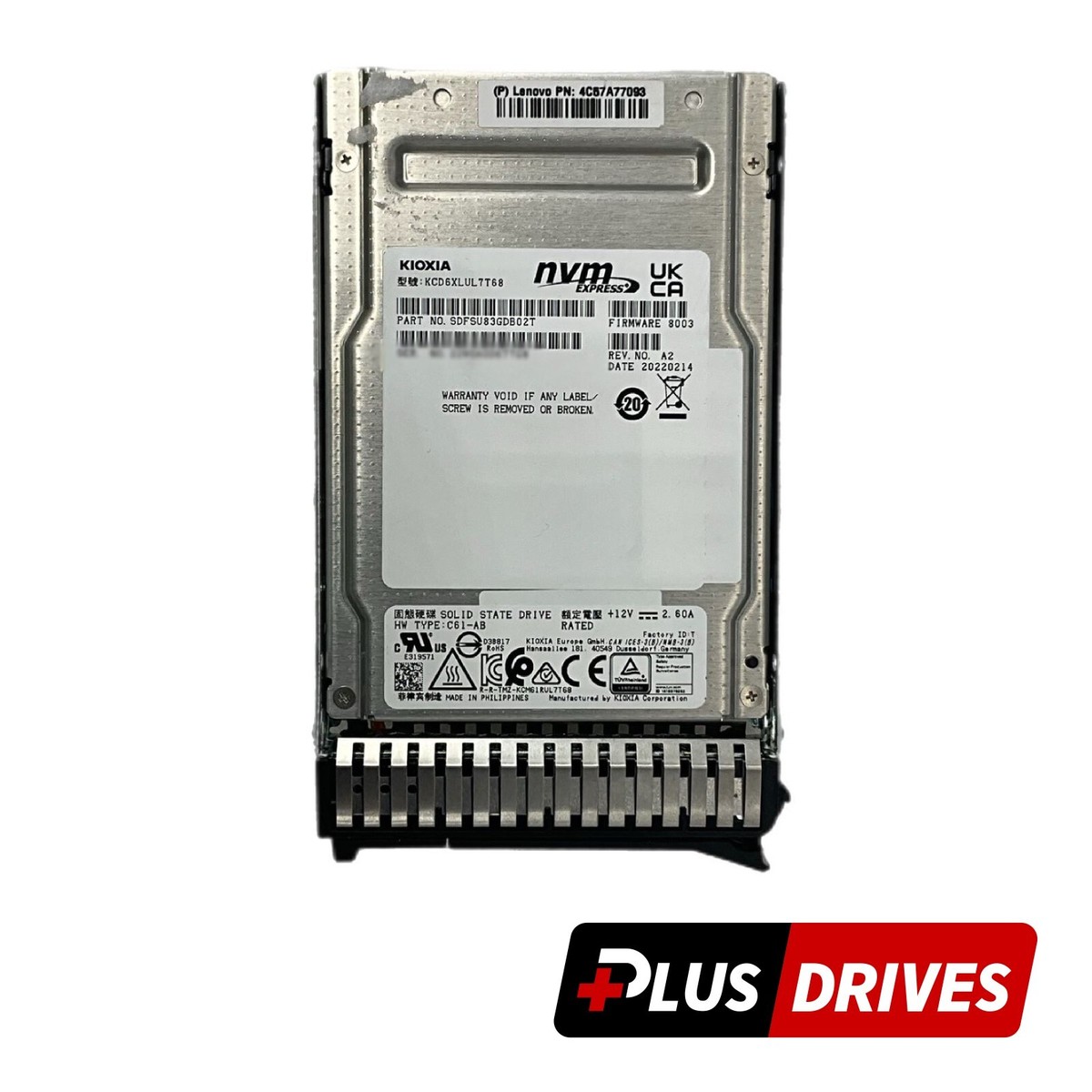 7.68TB NVMe KCD6XLUL7T68 KIOXIA 2.5in Gen 4.0 x4 TLC 7.68TB NVMe KCD6XLUL7T68 KIOXIA 2.5in Gen 4.0 x4 TLC