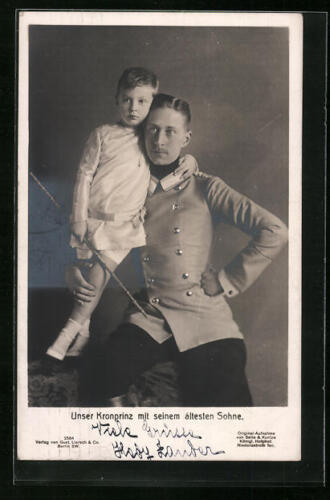 Ansichtskarte Der fesche Kronprinz mit seinem ältesten Sohne 1910  - Afbeelding 1 van 2
