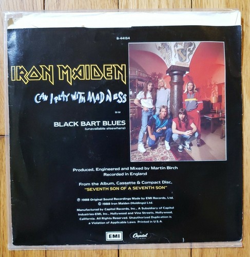 IRON MAIDEN CAPITOL EMI 1988 Can I Play With Madness & BLACK BB 45rpm VG+ - Picture 2 of 6