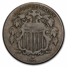 1873 Shield Nickel Open 3 Fine