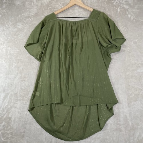 Torrid Top Crinkle Chiffon 1X Flutter Sleeve Green NWT - Picture 6 of 7