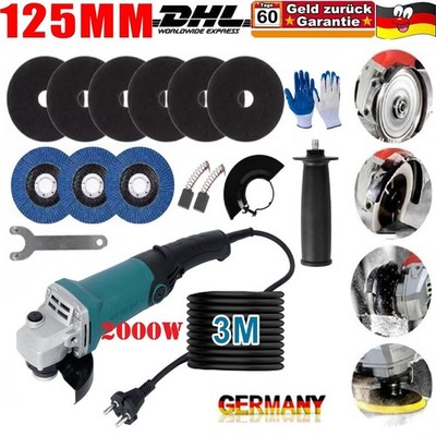 TANBURO Winkelschleifer Flex 2000W Ø 125 mm, 12000 U/min, 3m Kabel, Softgrip