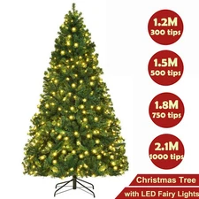 4/5/6/7FT Artificial Holiday Christmas Tree with Lights Home Indoor Outdoor Xmas