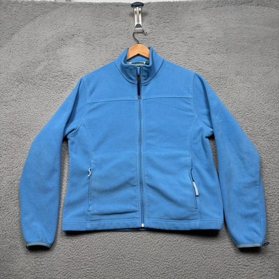 LL Bean Sweater Womens Large Blue Fleece Jacket Full Zip Outdoor Mock Neck