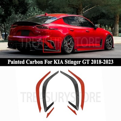For KIA Stinger GT 2018-23 AD Style Carbon Painted Rear Spoiler Canards Splitter