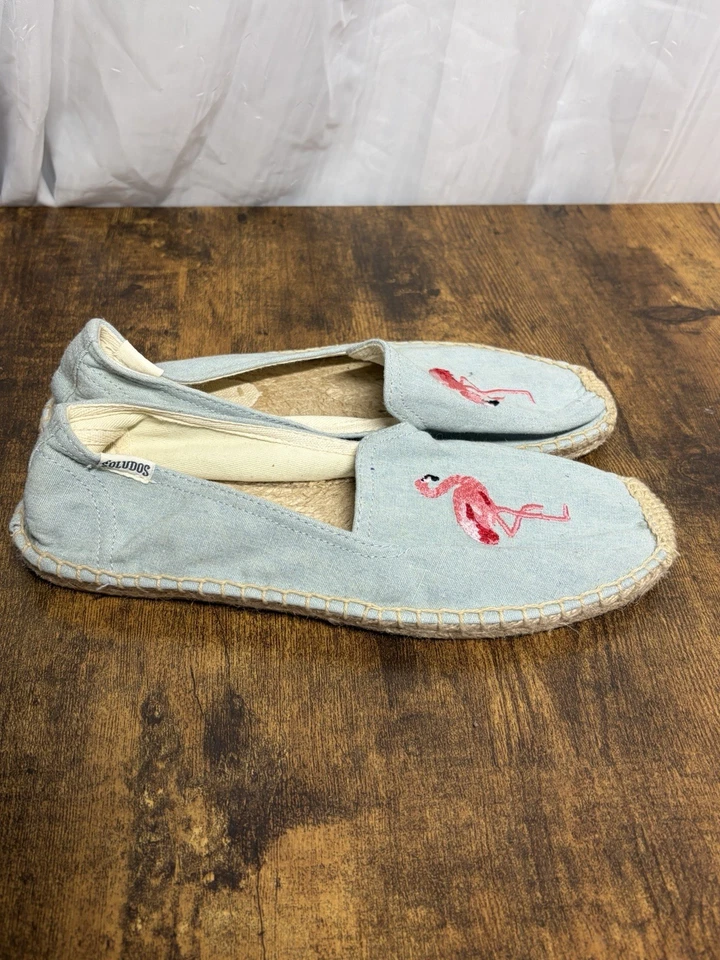 Alpargatas Soludos Flamingo para mujer talla 6 azul lona sin cordones planas informales Foto 4 de 4
