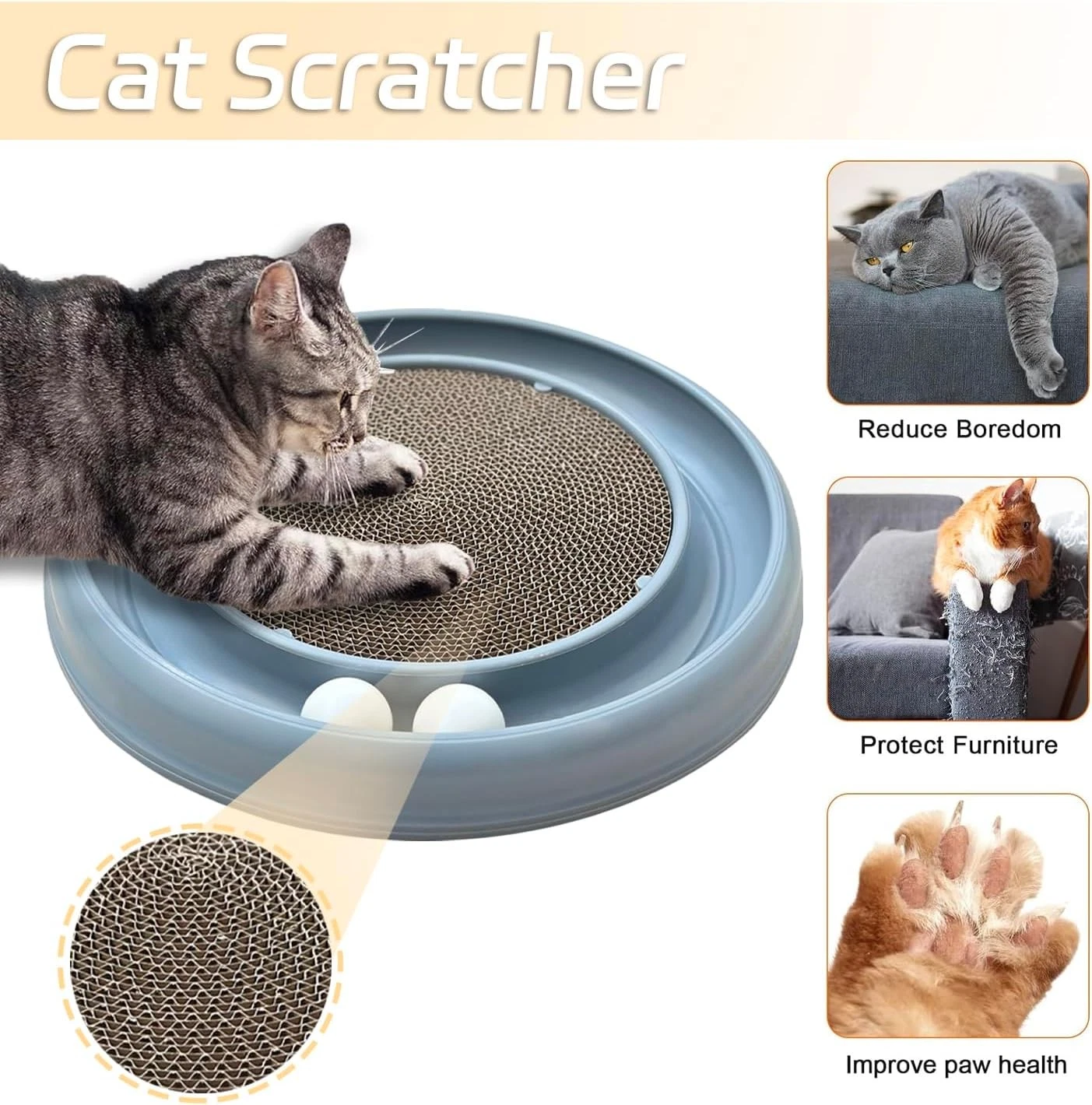 Cat Scratching Board with Ball Track | Interactive Toy for Indoor Cats